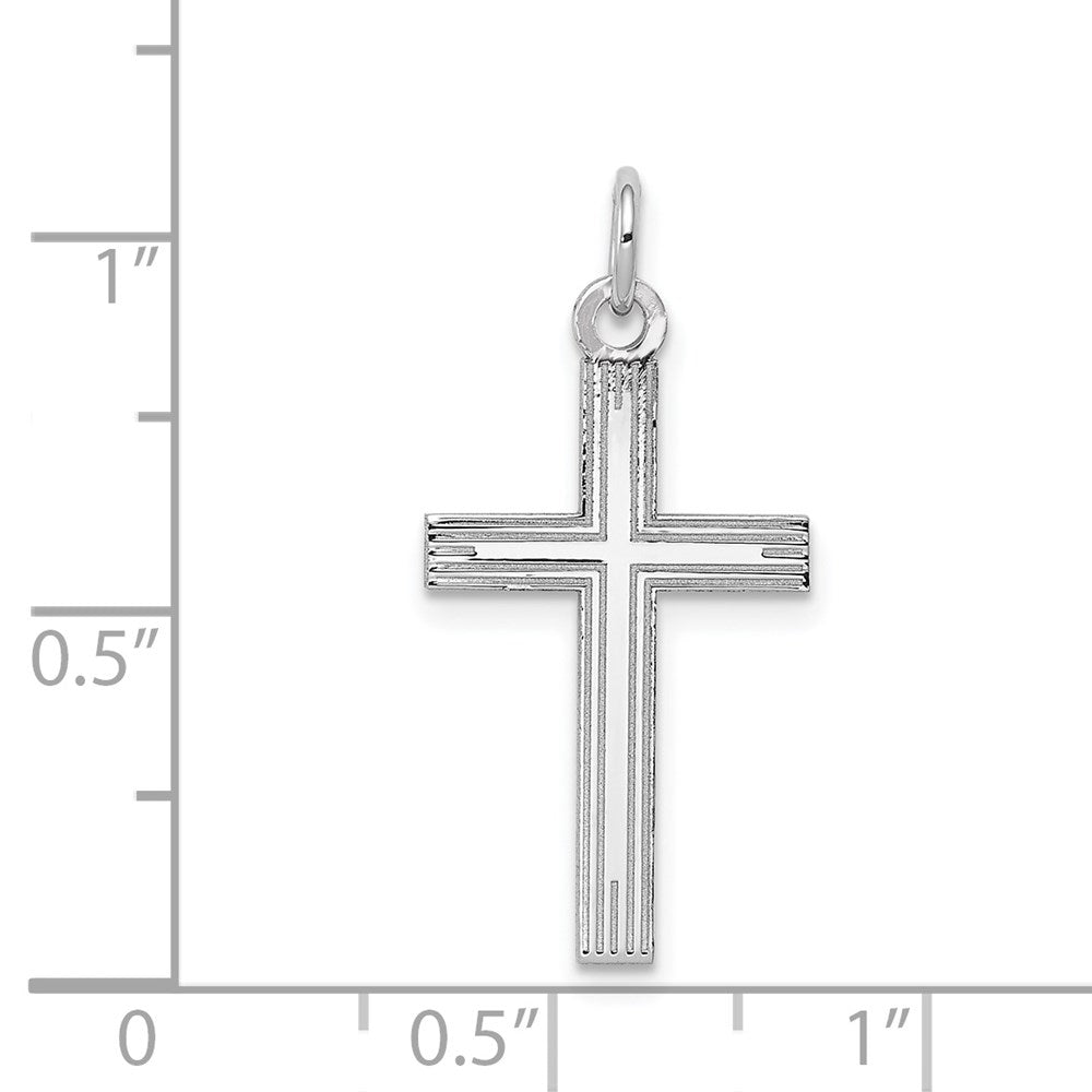 14k White Gold 13 mm Laser Designed Cross Pendant (0.75 grams)