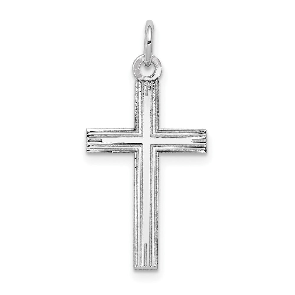 14k White Gold 13 mm Laser Designed Cross Pendant (0.75 grams)
