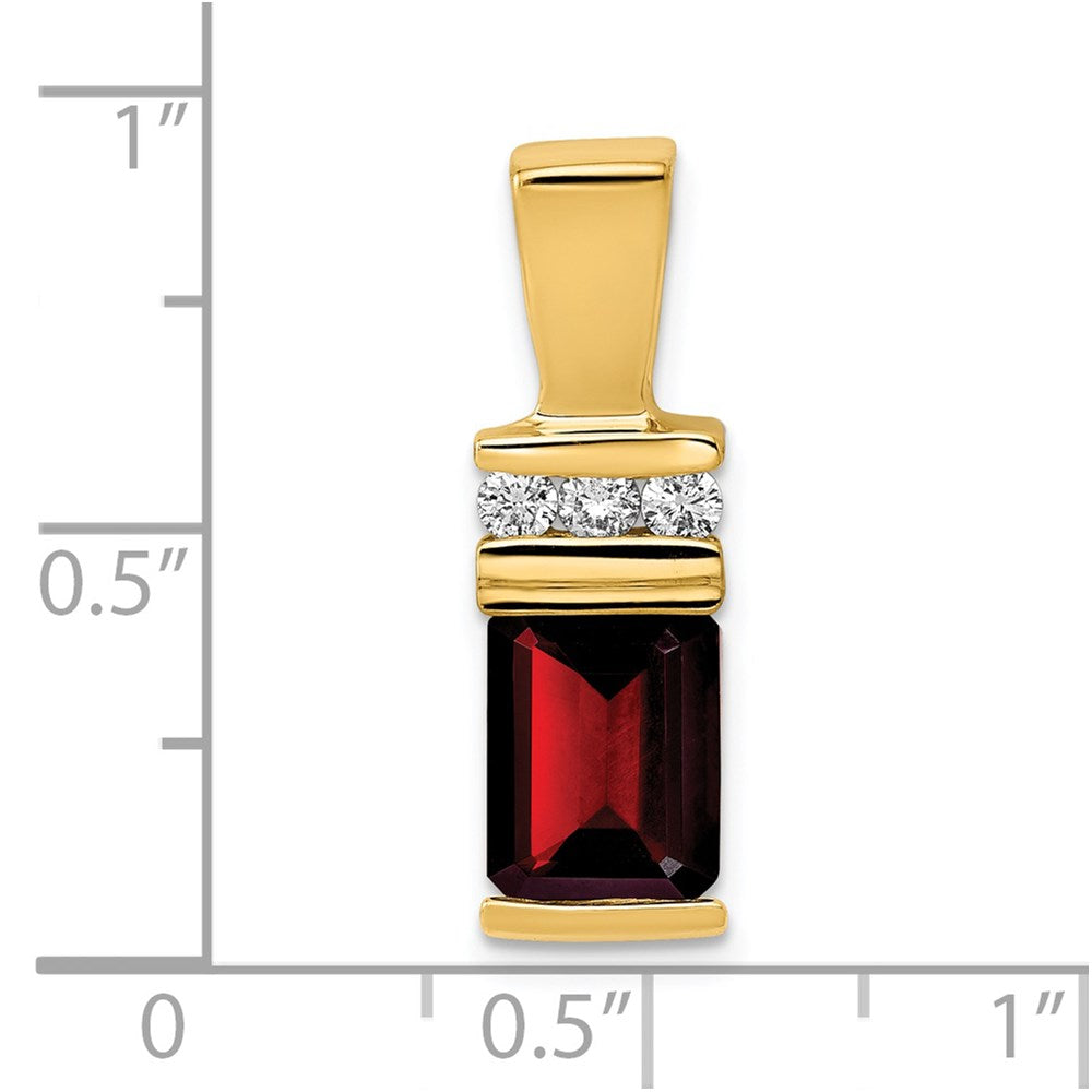 14k 8x6mm Emerald Cut Garnet AA Diamond Slide (2.15 grams)