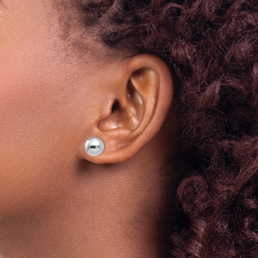 14k White Gold 9 mm Ball Post Earrings (1.95 grams)