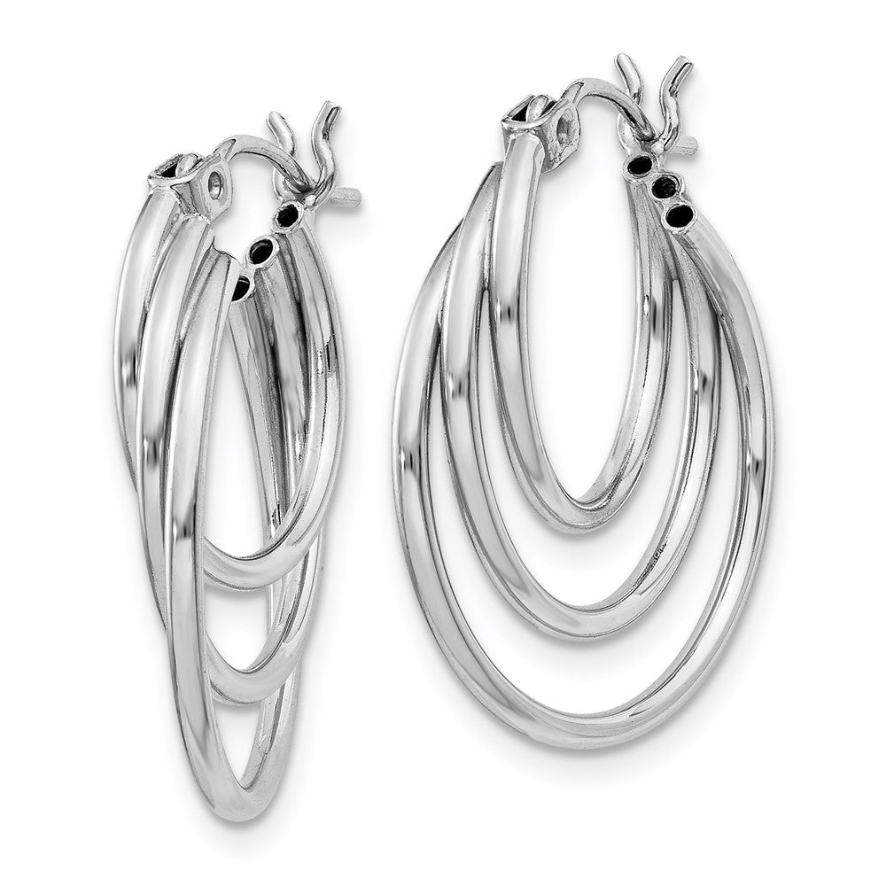 14k White Gold 4 mm Triple Hoop Earrings (1.75 grams)