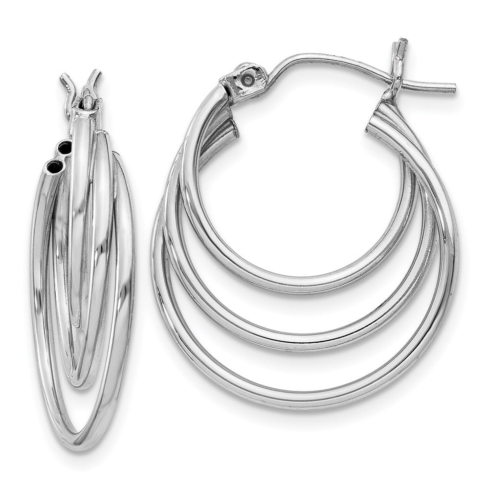 14k White Gold 4 mm Triple Hoop Earrings (1.75 grams)