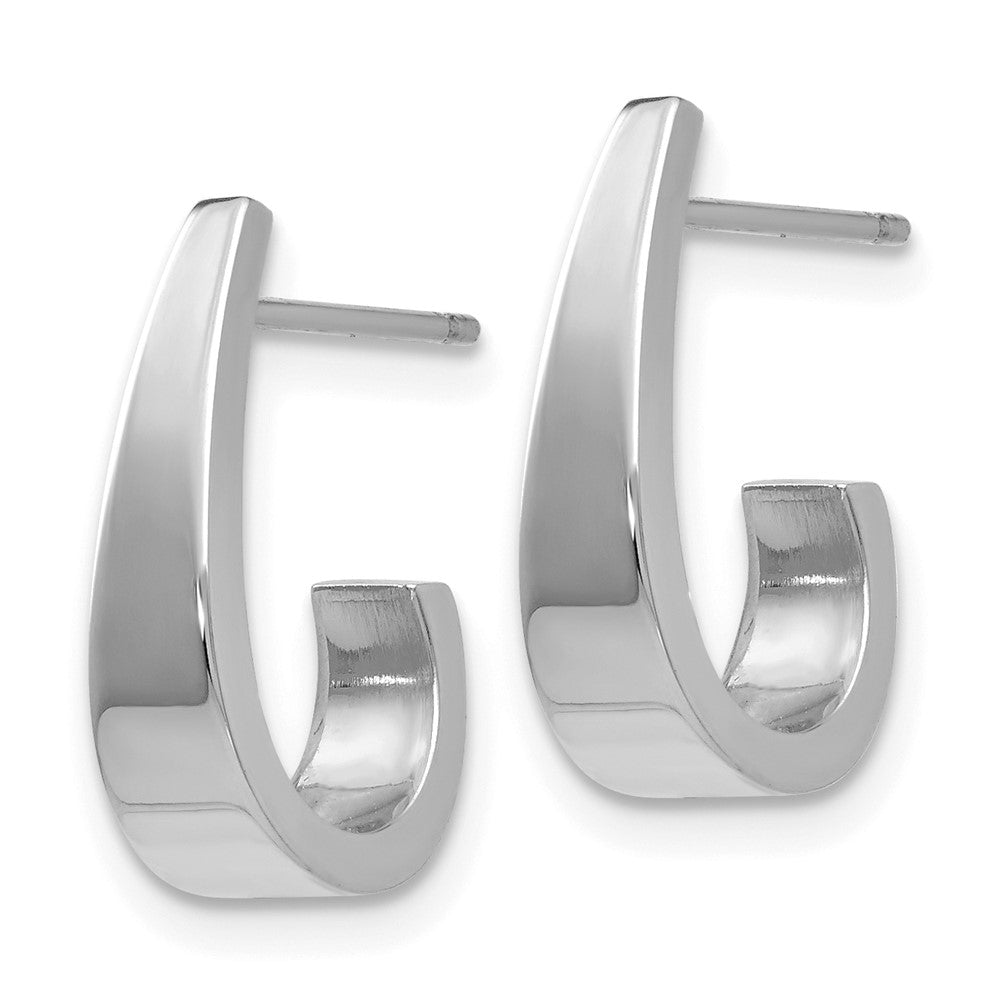 14k White Gold 4 mm Polished J-Hoop Post Earrings (0.97 grams)