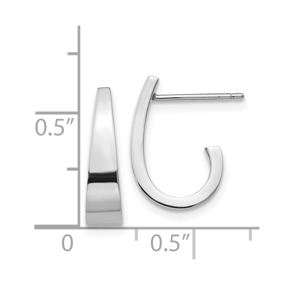 14k White Gold 4 mm Polished J-Hoop Post Earrings (0.97 grams)
