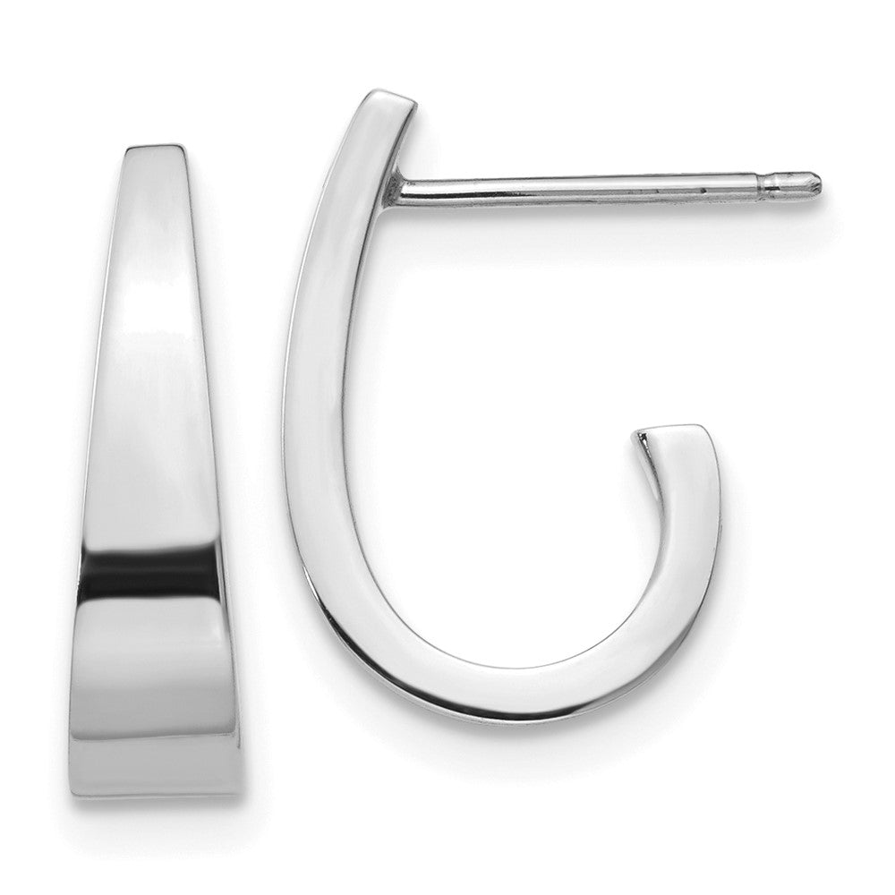 14k White Gold 4 mm Polished J-Hoop Post Earrings (0.97 grams)