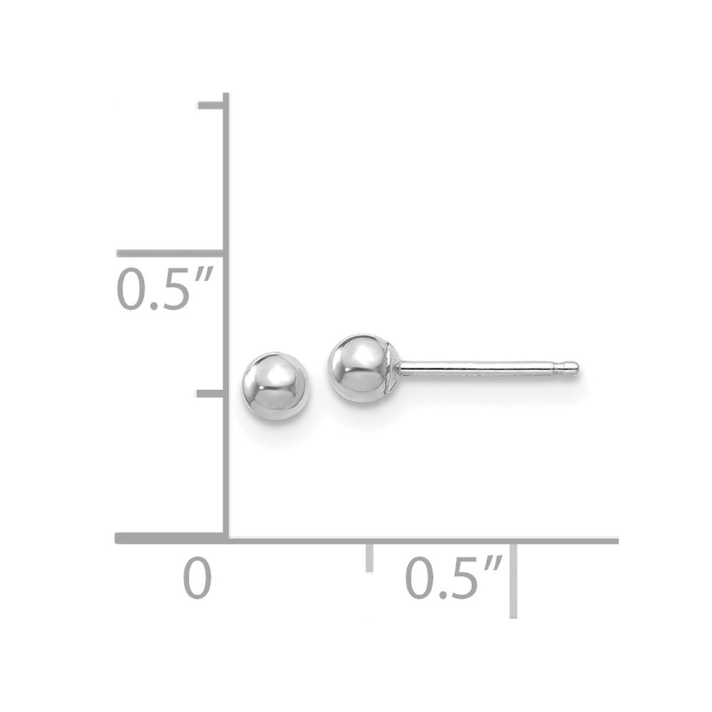 14k White Gold 3 mm Ball Post Earrings (0.19 grams)