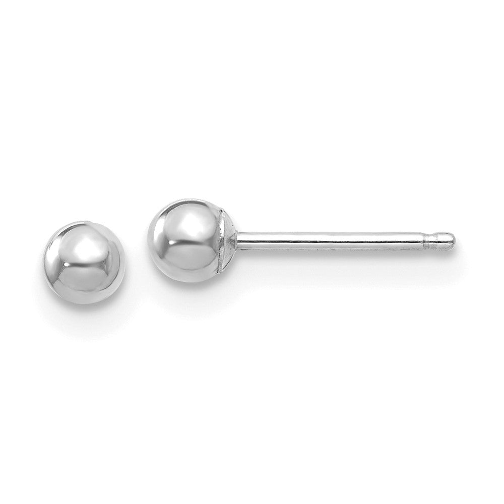 14k White Gold 3 mm Ball Post Earrings (0.19 grams)