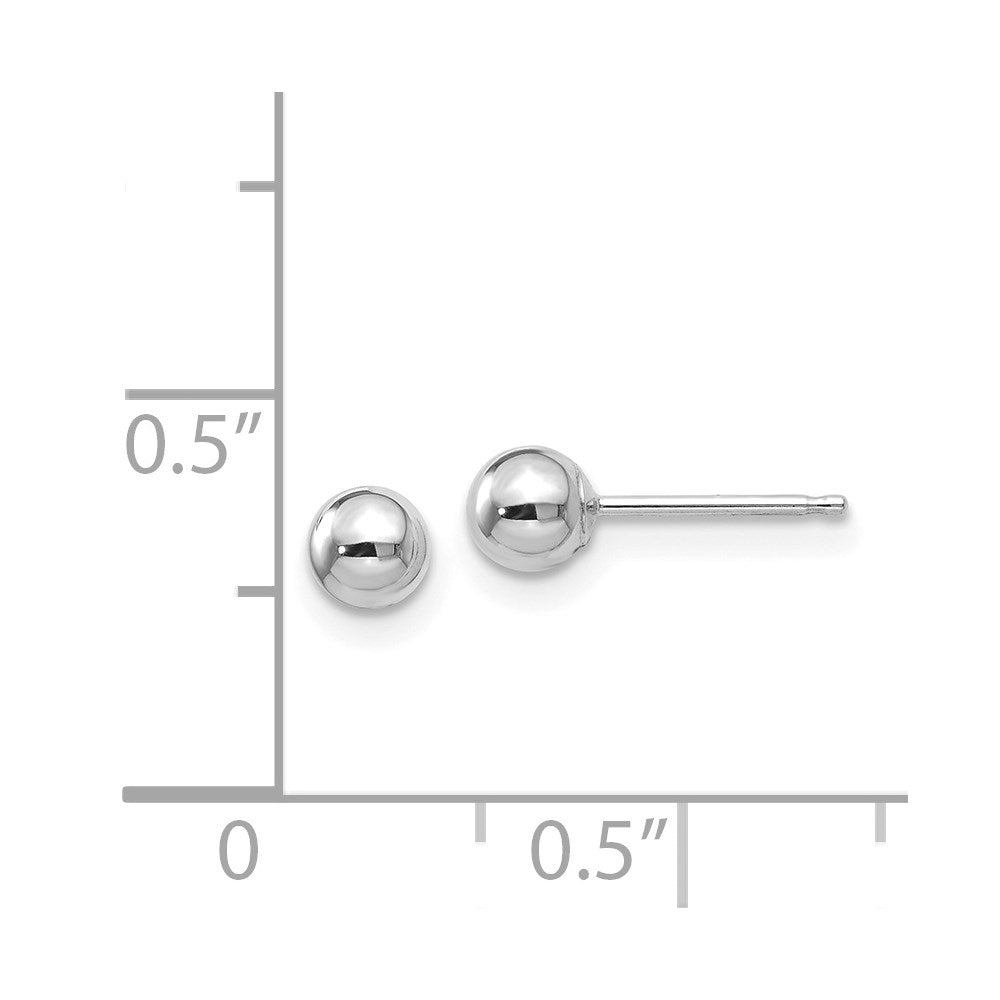 14k White Gold 4 mm Ball Post Earrings (0.24 grams)