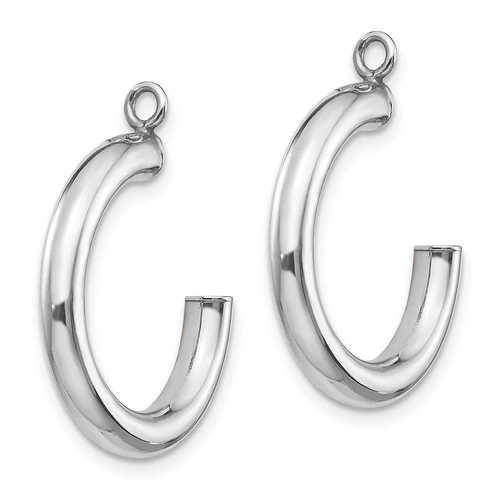 14k White Gold 3 mm Polished Tube Hoop Earring Jackets (1.43 grams)