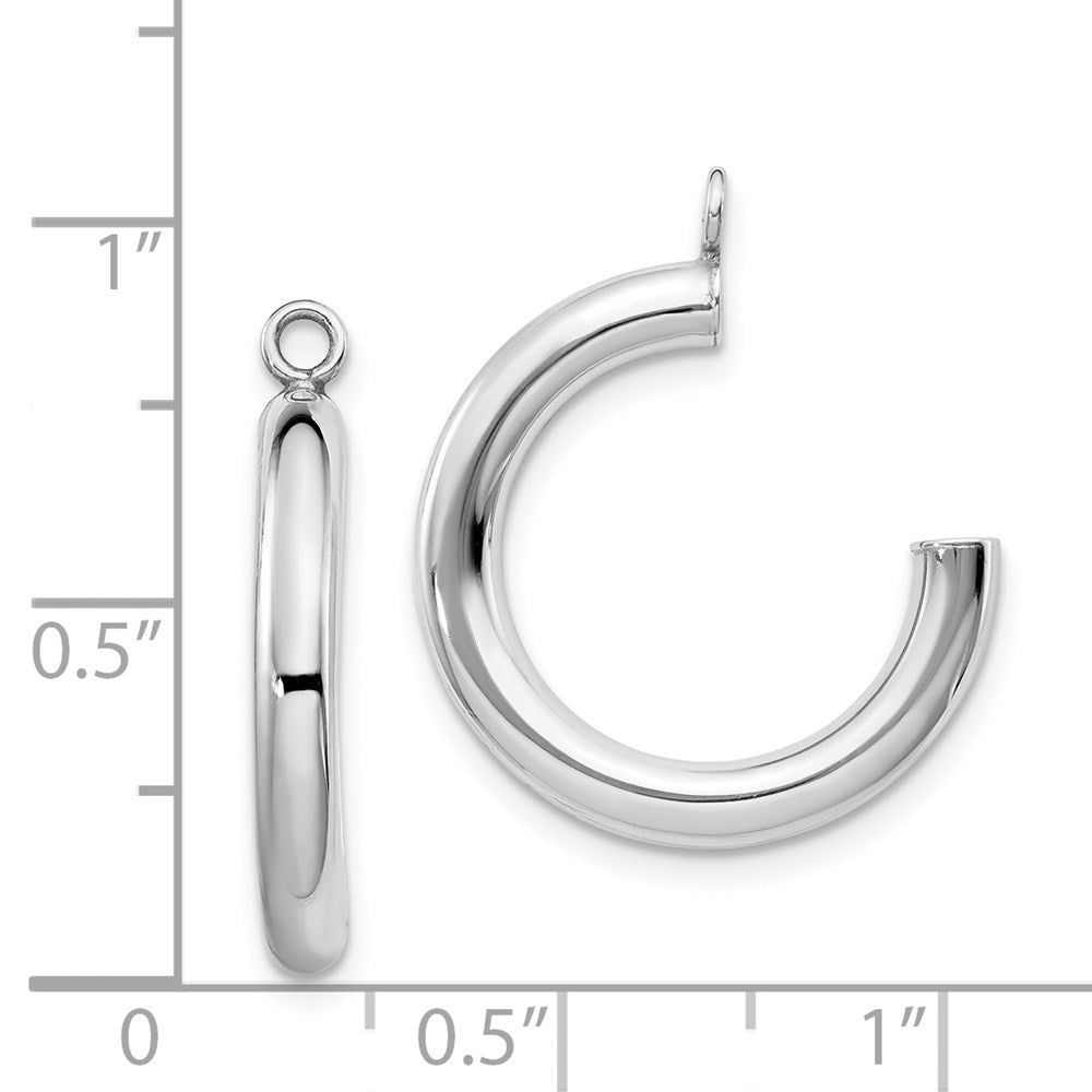 14k White Gold 3 mm Polished Tube Hoop Earring Jackets (1.43 grams)