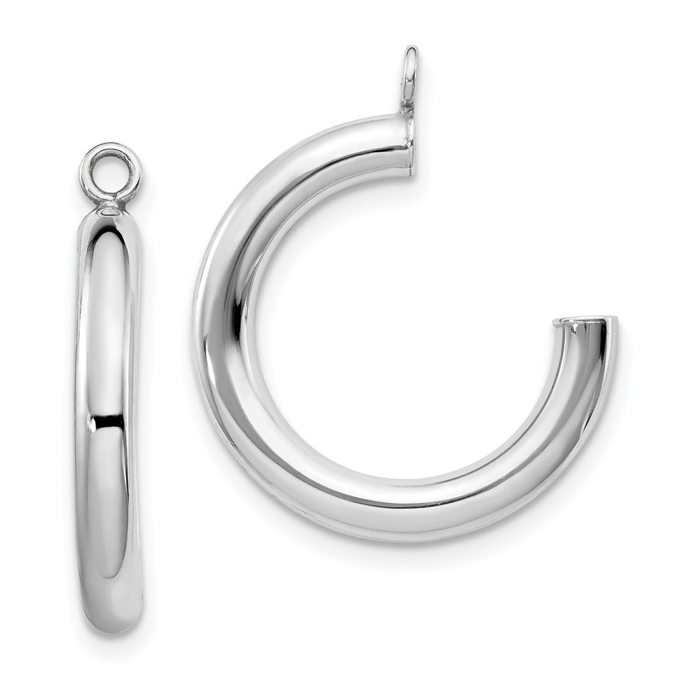 14k White Gold 3 mm Polished Tube Hoop Earring Jackets (1.43 grams)