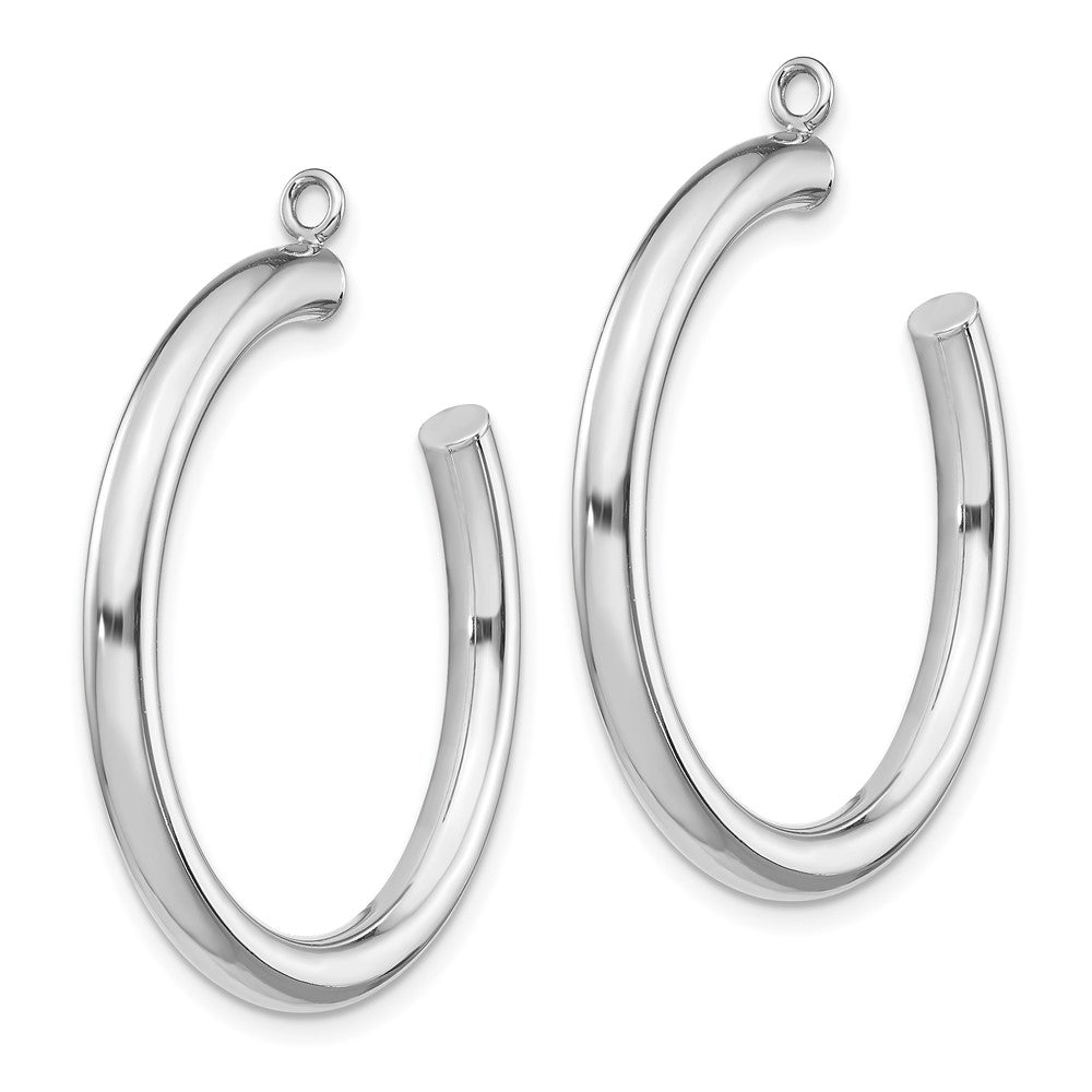 14k White Gold 3 mm Polished Tube Hoop Earring Jackets (2.03 grams)
