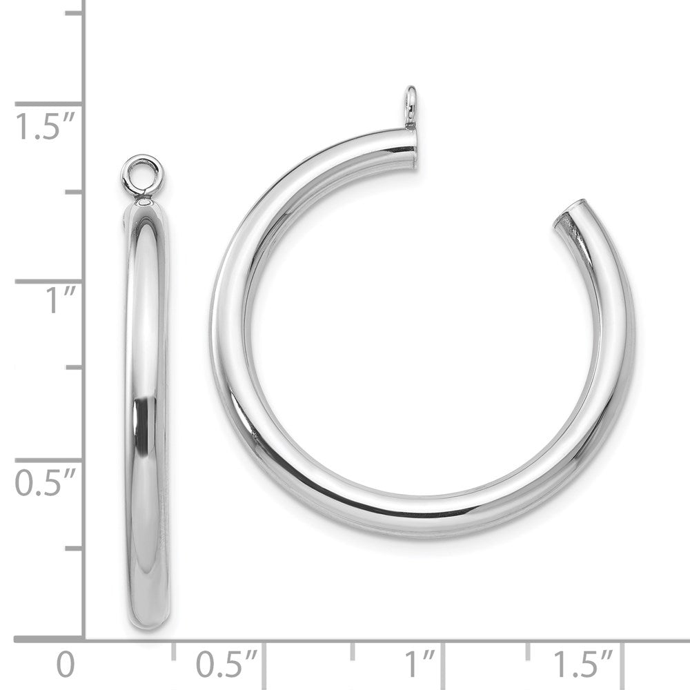 14k White Gold 3 mm Polished Tube Hoop Earring Jackets (2.03 grams)