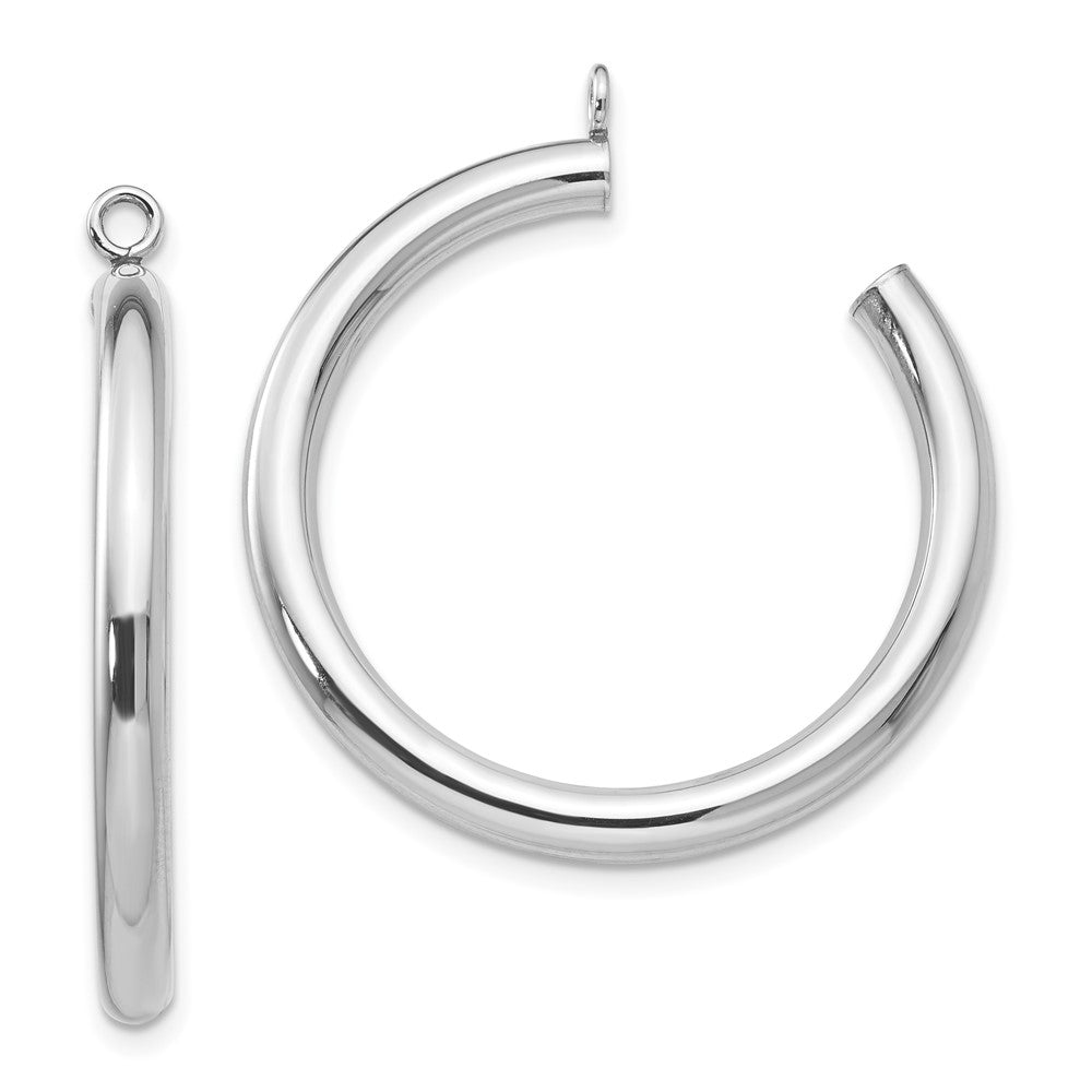 14k White Gold 3 mm Polished Tube Hoop Earring Jackets (2.03 grams)
