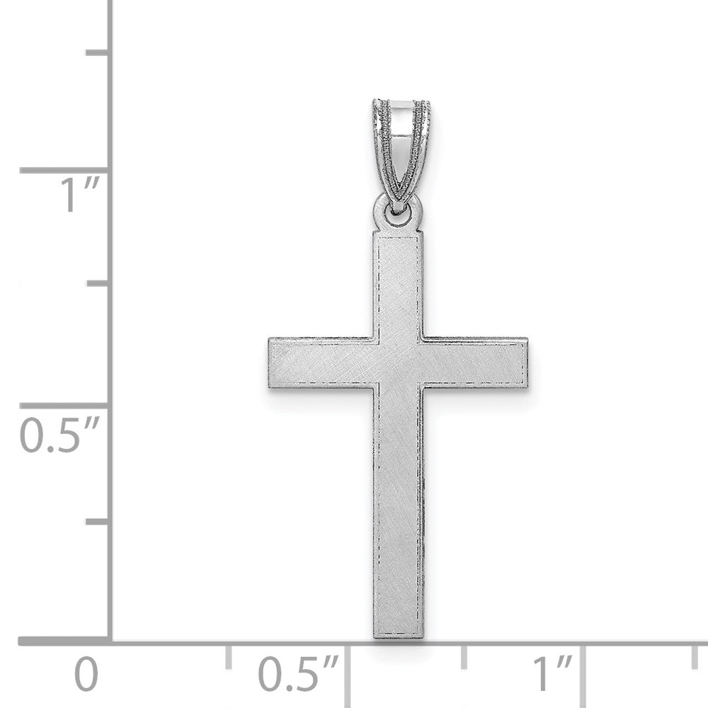 14k White Gold 15 mm Florentine Satin Latin Cross Pendant (0.87 grams)