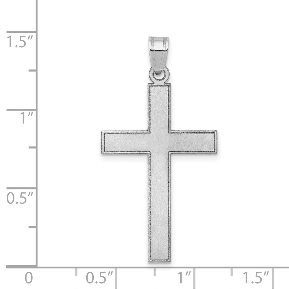 14k White Gold 18 mm Florentine Satin Cross Pendant (1.37 grams)