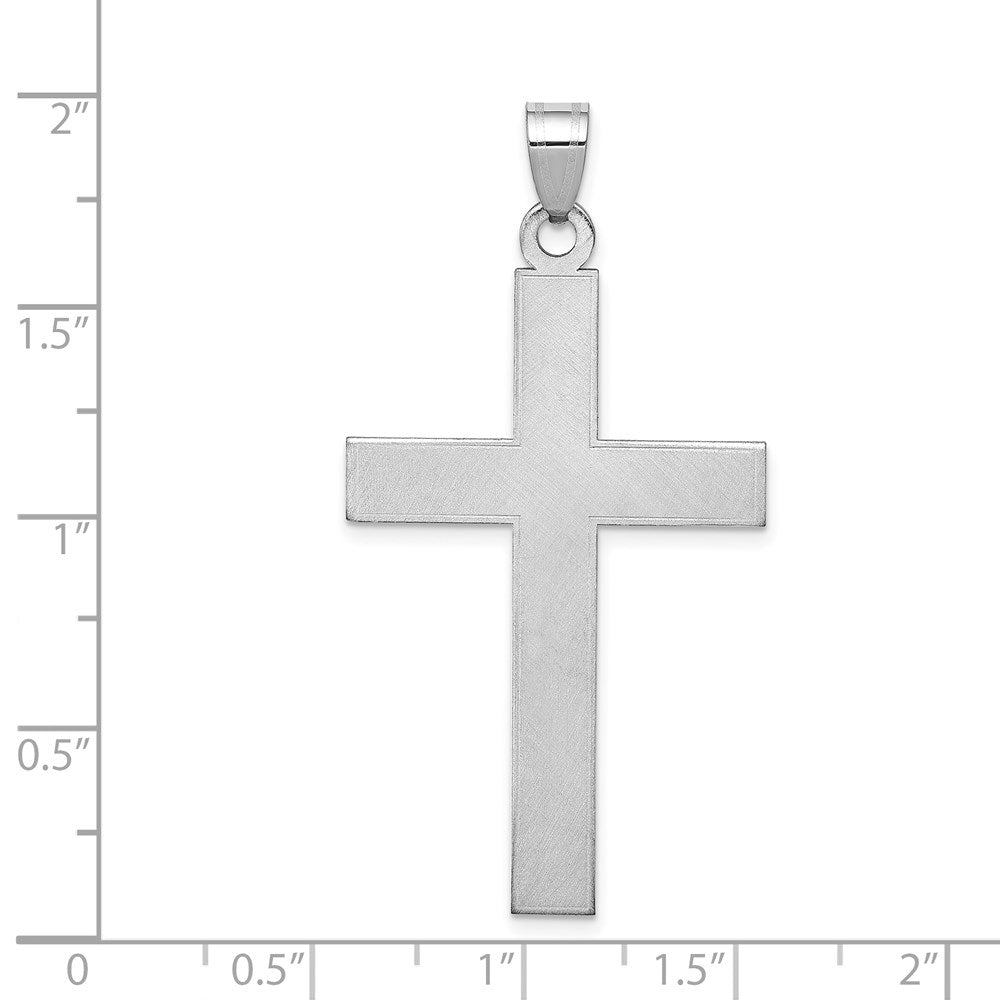 14k White Gold 25 mm Florentine Satin Cross Pendant (2.41 grams)