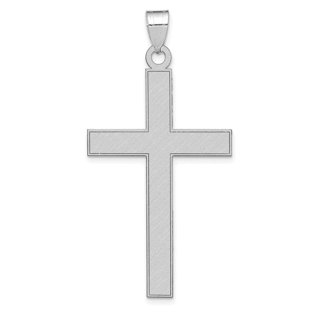 14k White Gold 25 mm Florentine Satin Cross Pendant (2.41 grams)