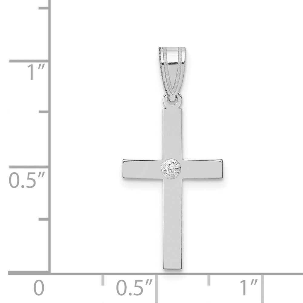 14k White Gold 11.5 mm .01ct. Diamond Cross Pendant (0.66 grams)