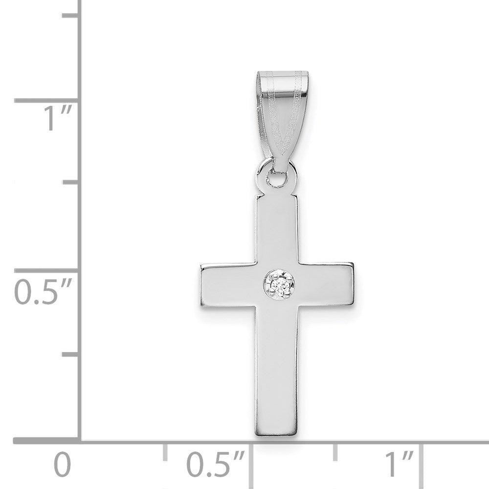 14k White Gold 12 mm .01ct. Diamond Cross Pendant (0.88 grams)