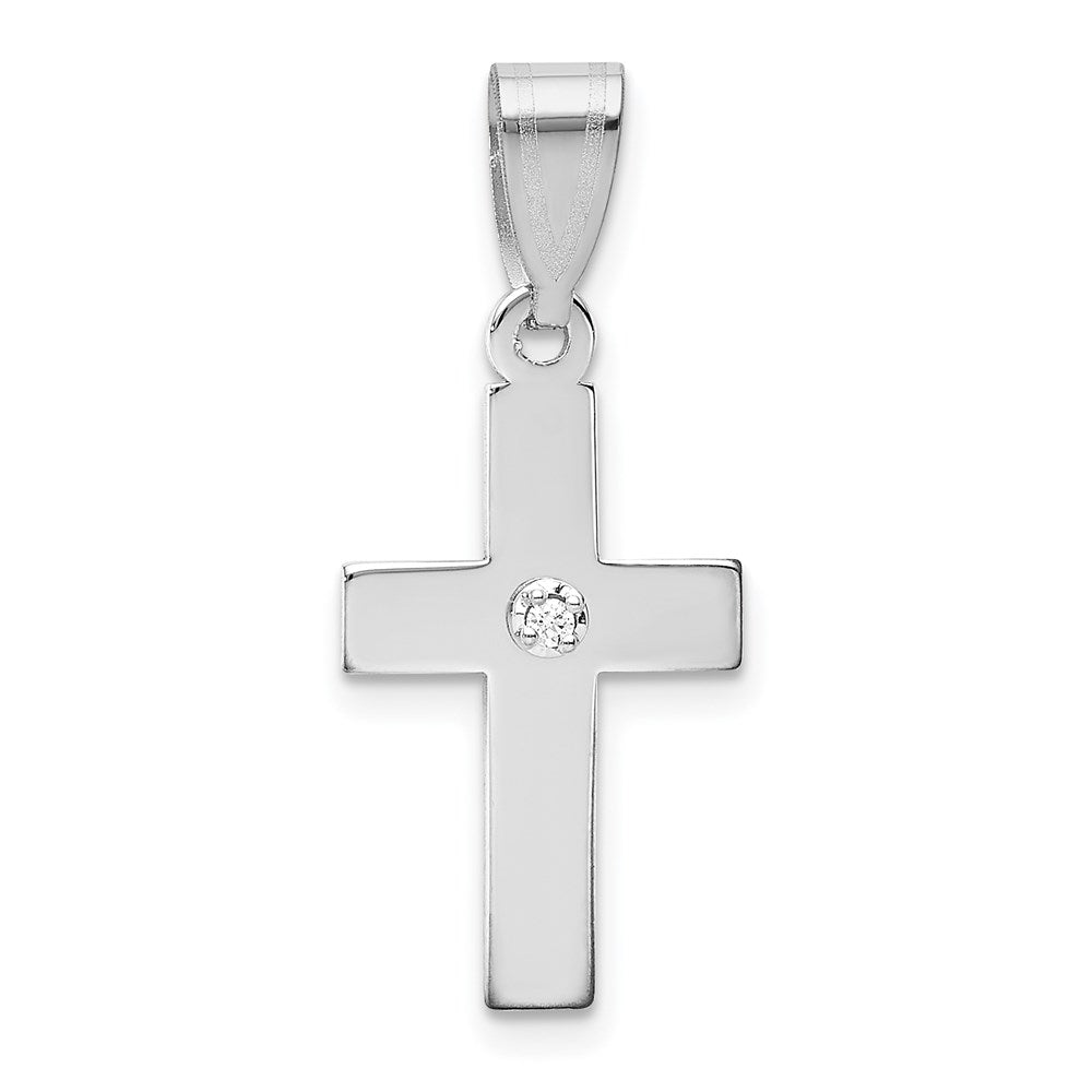 14k White Gold 12 mm .01ct. Diamond Cross Pendant (0.88 grams)