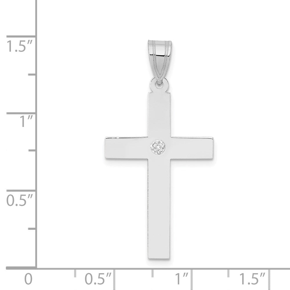 14k White Gold 18 mm .02ct. Diamond Cross Pendant (1.44 grams)