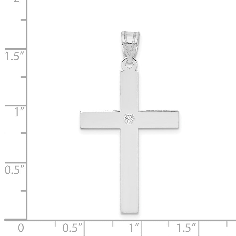 14k White Gold 21 mm .02ct. Diamond Cross Pendant (1.74 grams)