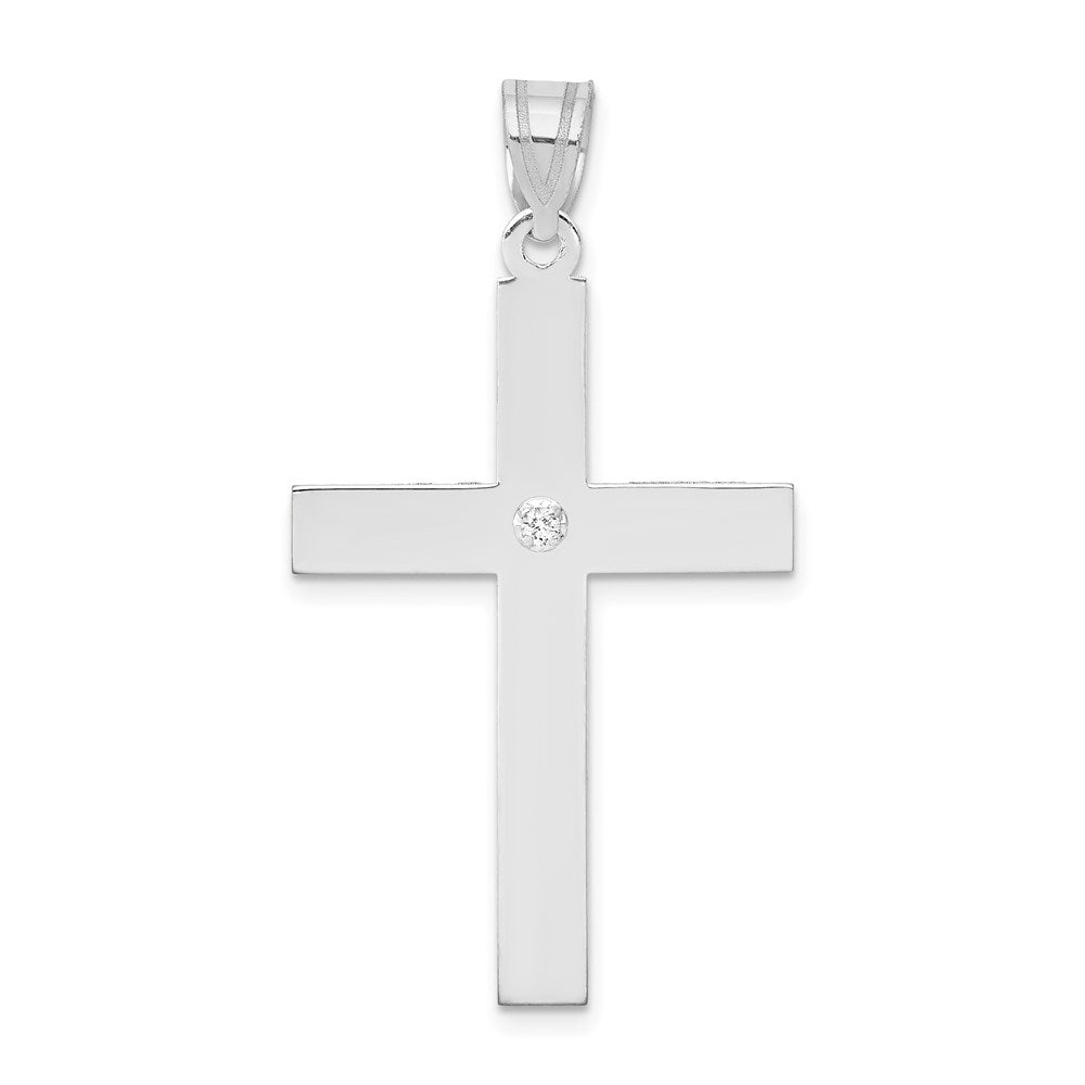 14k White Gold 21 mm .02ct. Diamond Cross Pendant (1.74 grams)
