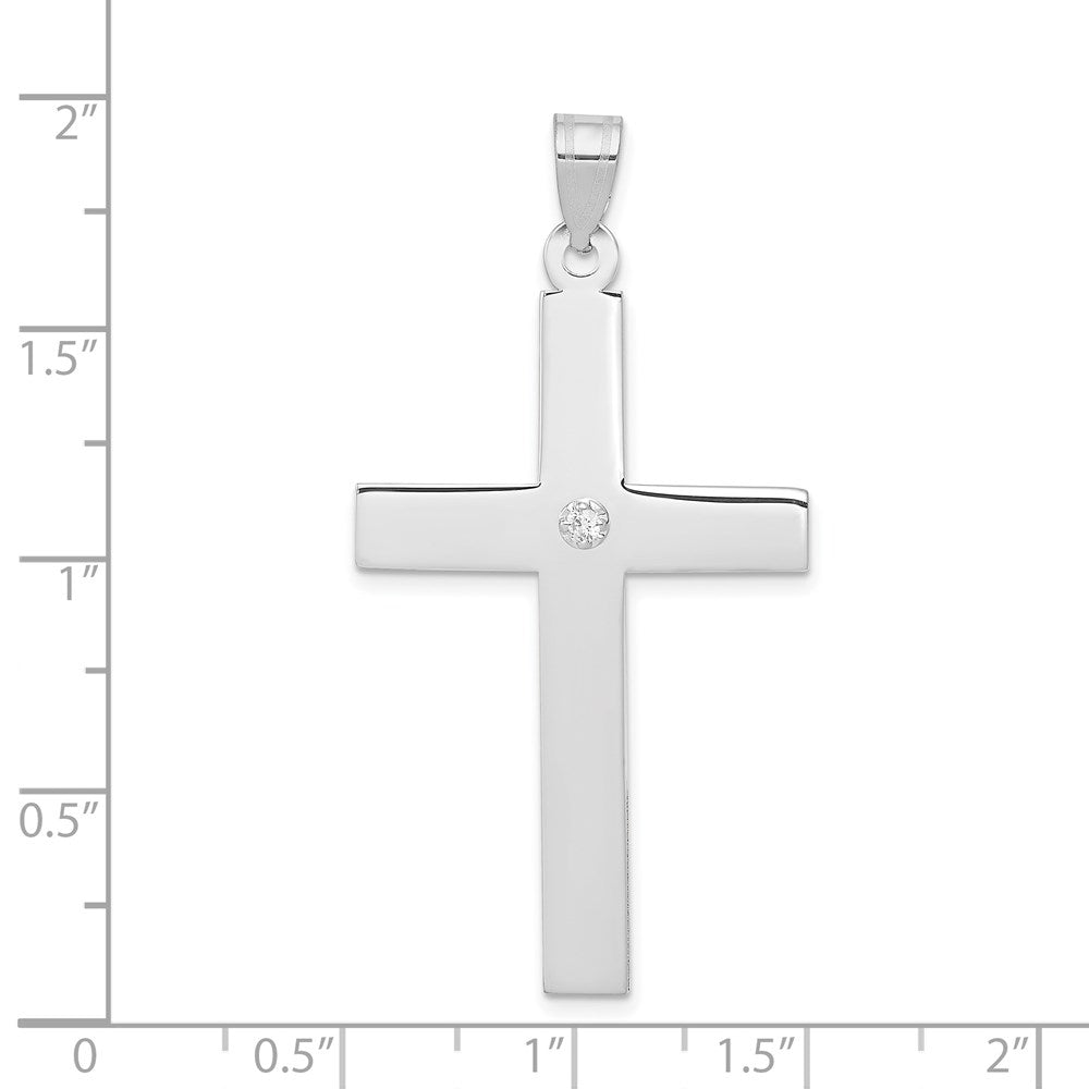 14k White Gold 25 mm .03ct. Diamond Cross Pendant (2.58 grams)