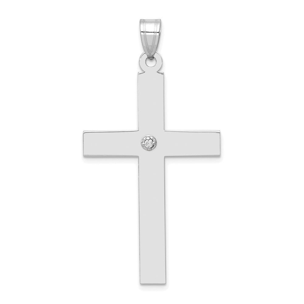 14k White Gold 25 mm .03ct. Diamond Cross Pendant (2.58 grams)