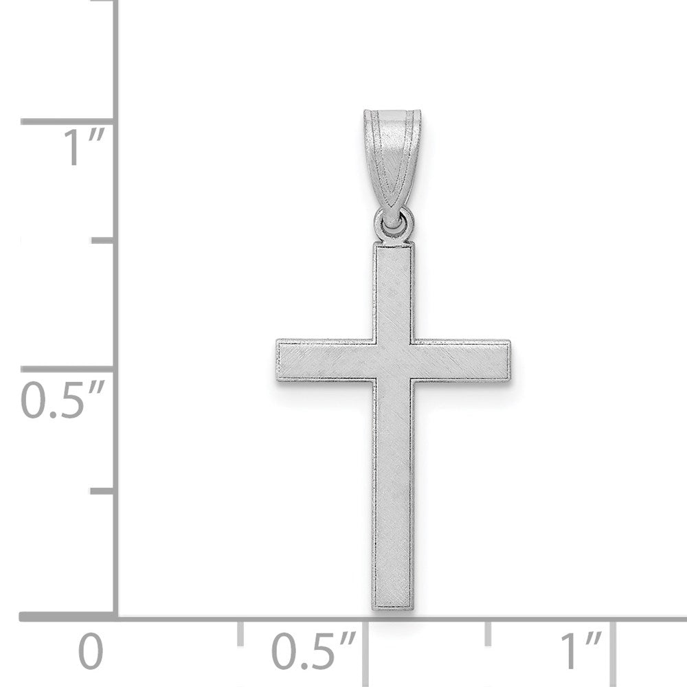 14k White Gold 12 mm Florentine Satin Latin Cross Pendant (0.59 grams)