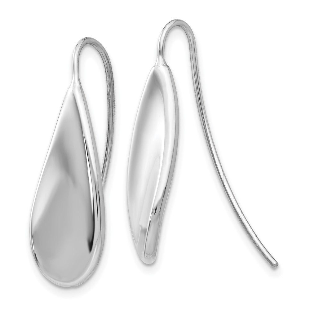 14k White Gold 9 mm Curved Tear Drop Wire Earrings (1.51 grams)