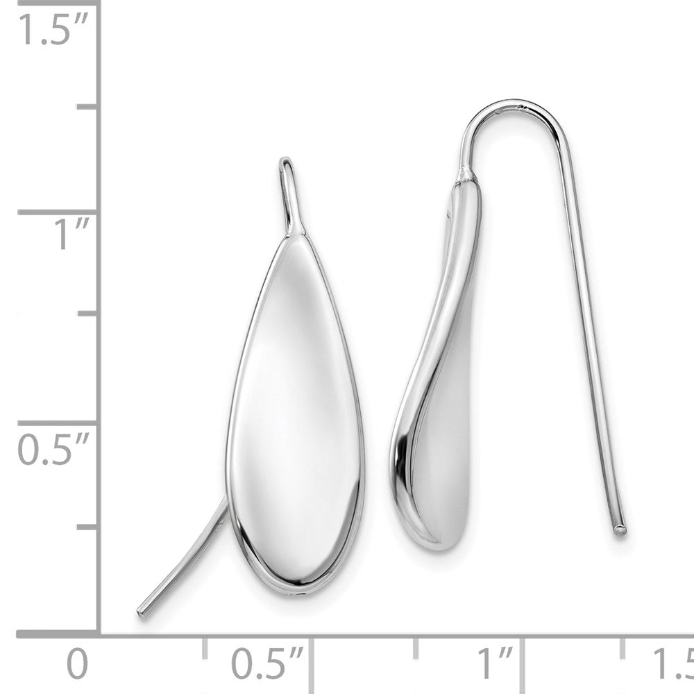 14k White Gold 9 mm Curved Tear Drop Wire Earrings (1.51 grams)