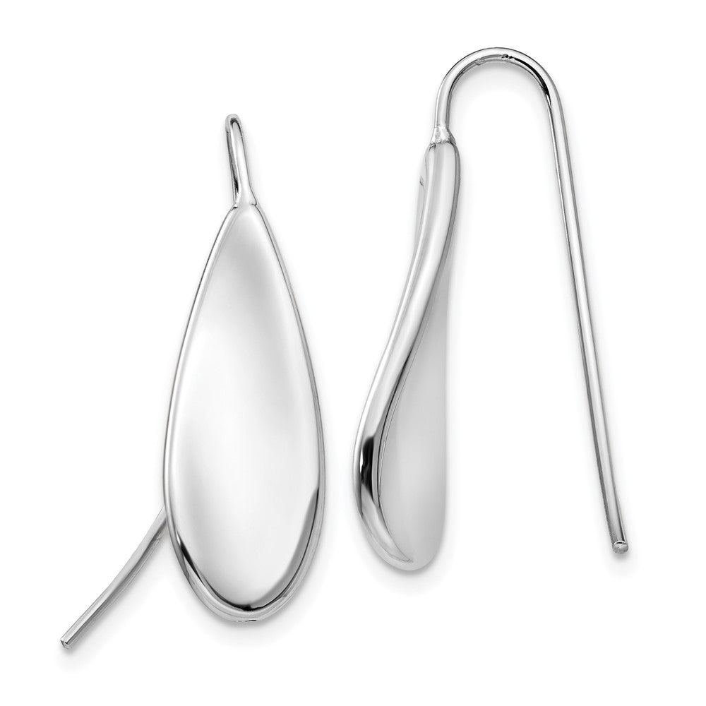 14k White Gold 9 mm Curved Tear Drop Wire Earrings (1.51 grams)