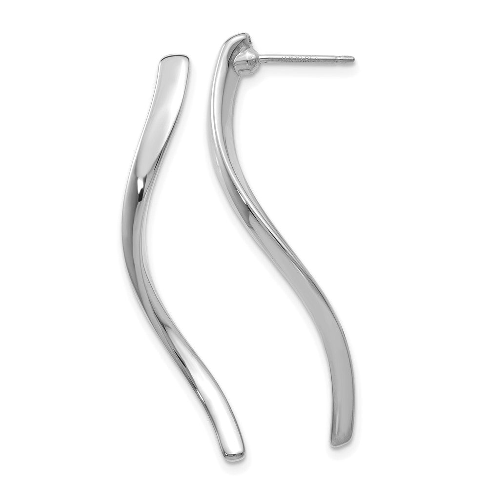 14k White Gold 3 mm Long Curled Post Earrings (1.35 grams)