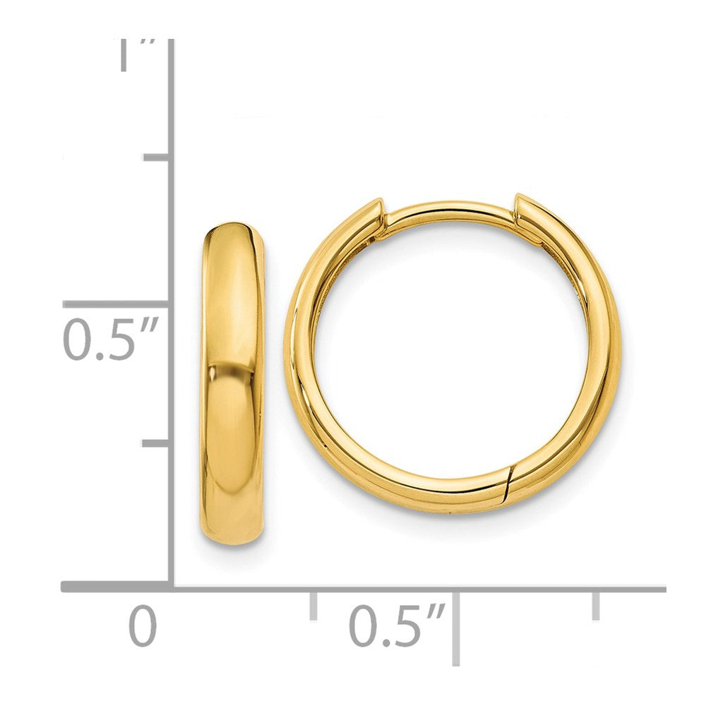 14k Yellow Gold 2.5 mm Round Hinged Hoop Earrings (2.8 grams)