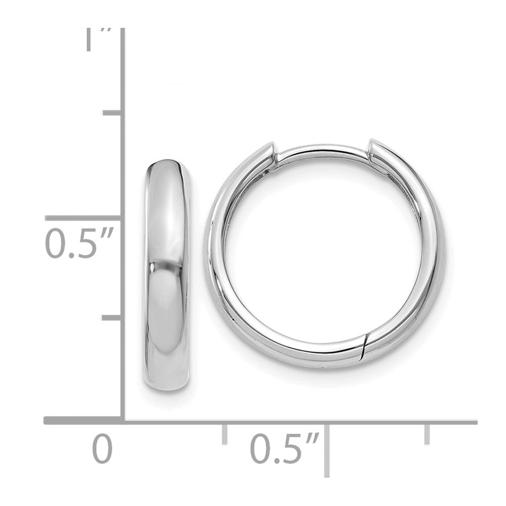 14k White Gold 4 mm Round Hinged Hoop Earrings (2.8 grams)