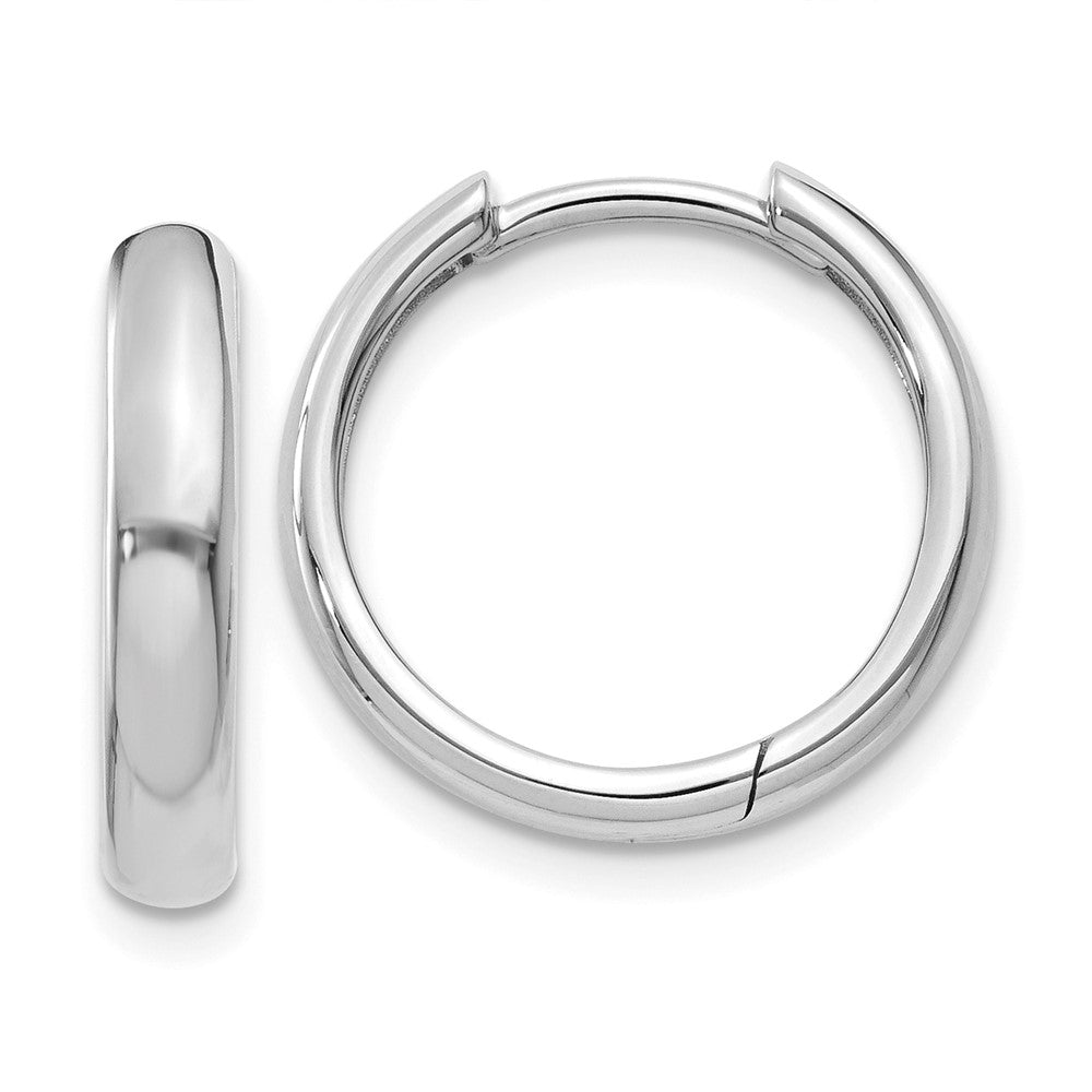 14k White Gold 4 mm Round Hinged Hoop Earrings (2.8 grams)
