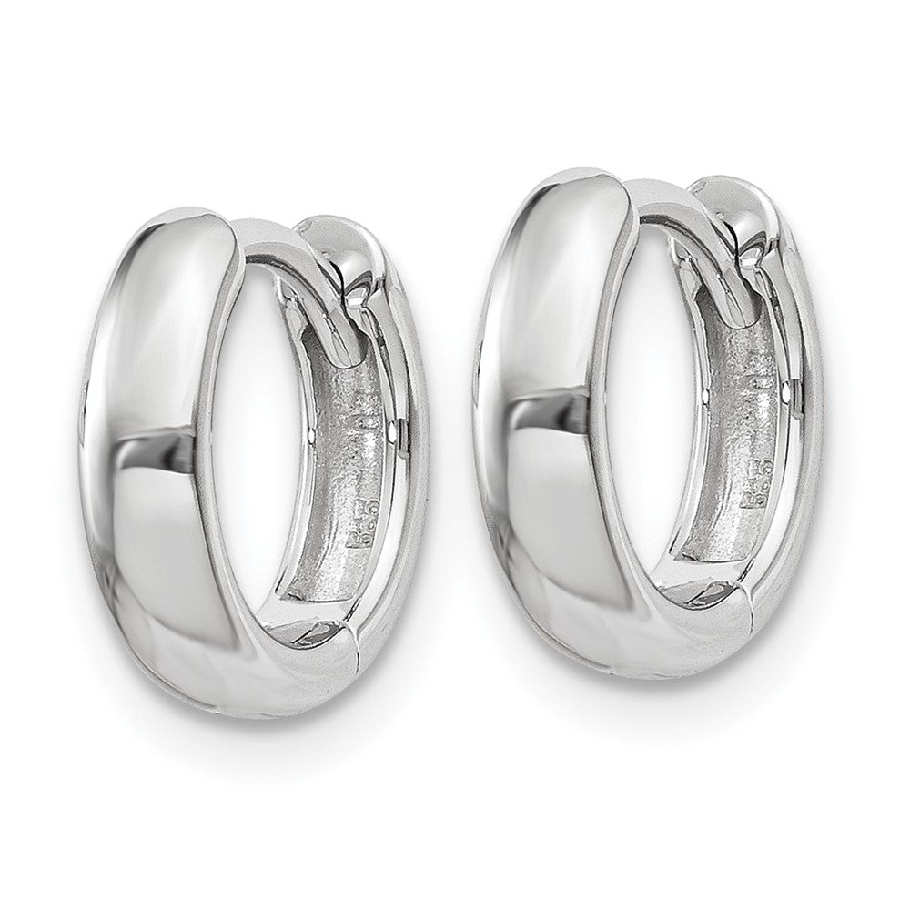 14k White Gold 3 mm Round Hinged Hoop Earrings (1.71 grams)