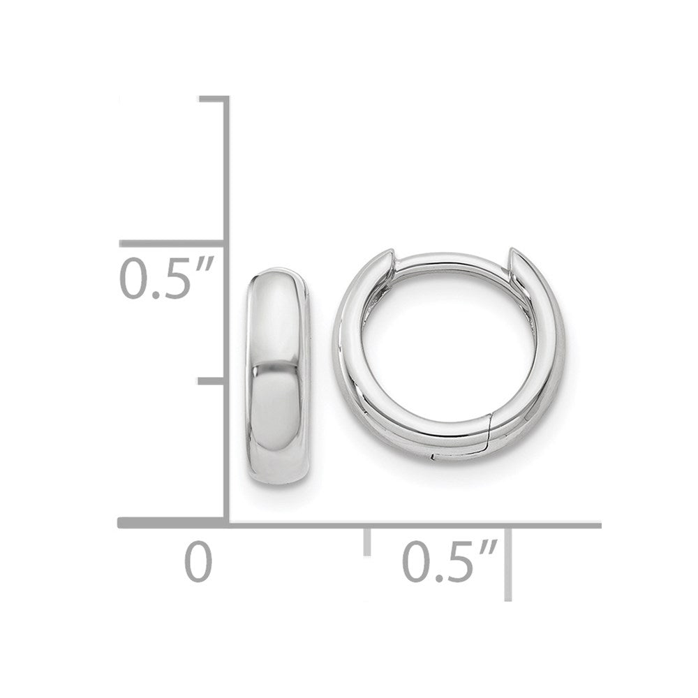 14k White Gold 3 mm Round Hinged Hoop Earrings (1.71 grams)