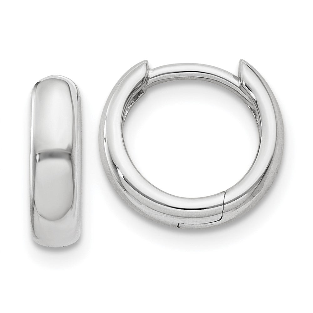 14k White Gold 3 mm Round Hinged Hoop Earrings (1.71 grams)