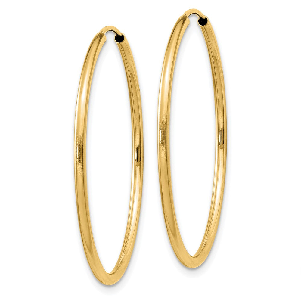 14k Yellow Gold 30 mm Polished Round Endless Hoop Earrings (1.3 grams)