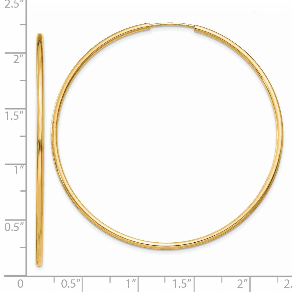 14k Yellow Gold 51 mm Polished Round Endless Hoop Earrings (2.09 grams)