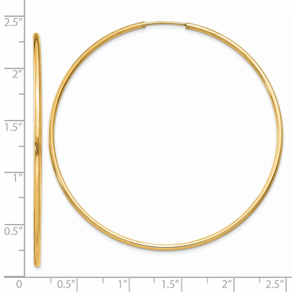 14k Yellow Gold 54 mm Polished Round Endless Hoop Earrings (2.27 grams)