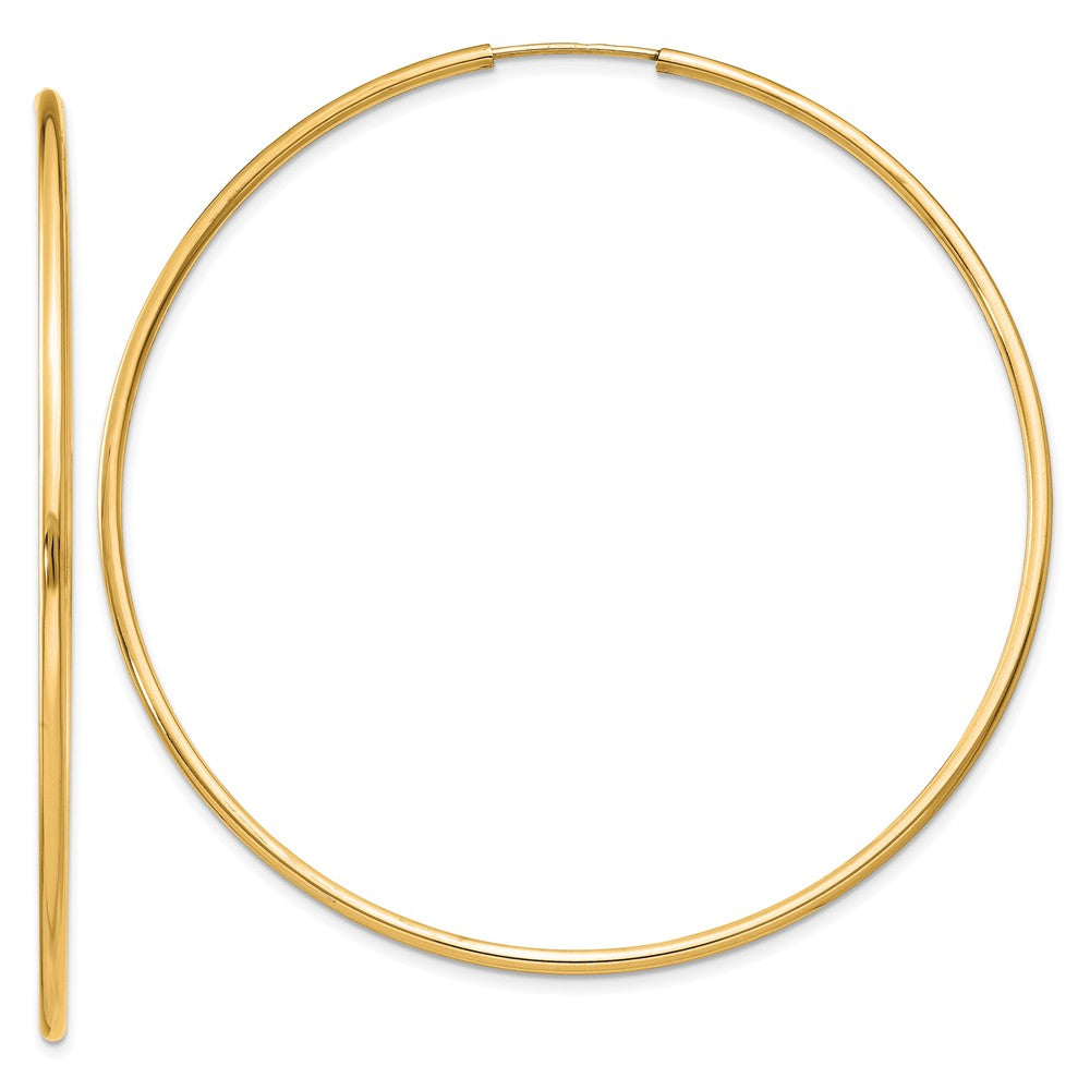 14k Yellow Gold 54 mm Polished Round Endless Hoop Earrings (2.27 grams)