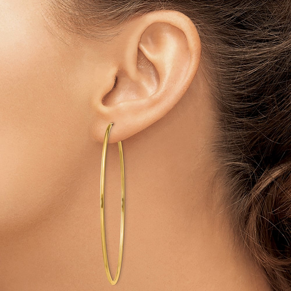 14k Yellow Gold 64 mm Polished Round Endless Hoop Earrings (2.57 grams)