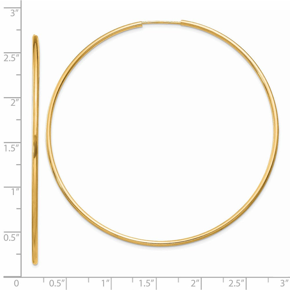 14k Yellow Gold 64 mm Polished Round Endless Hoop Earrings (2.57 grams)