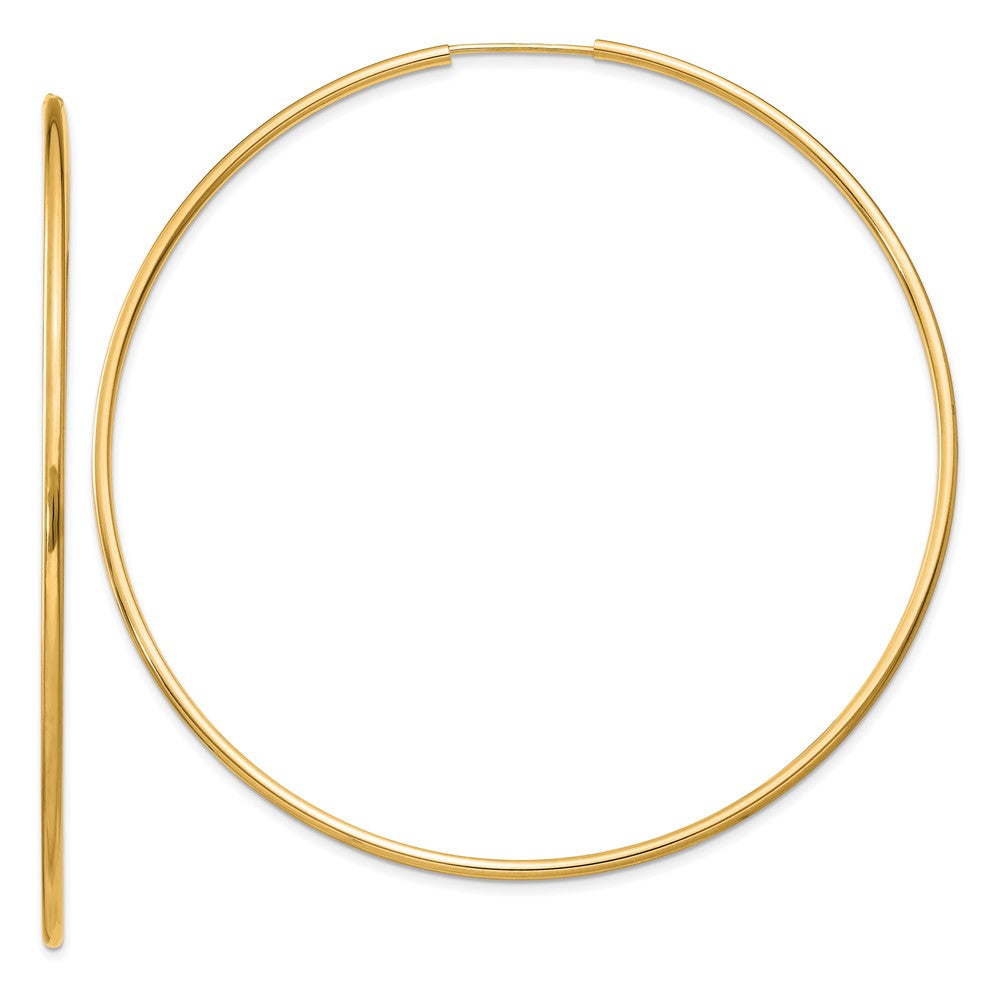 14k Yellow Gold 64 mm Polished Round Endless Hoop Earrings (2.57 grams)