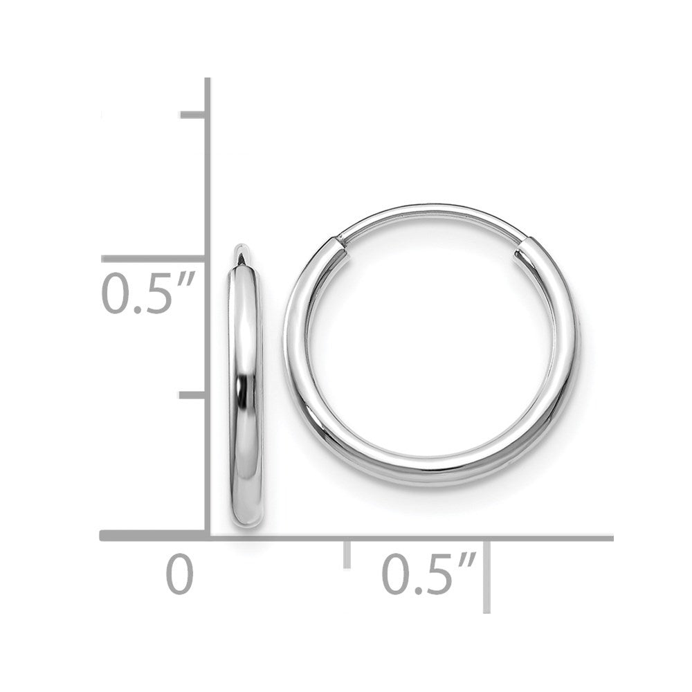 14k White Gold 15 mm Polished Endless Hoop Earrings (0.48 grams)