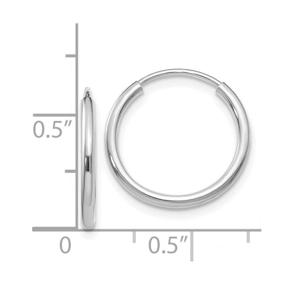 14k White Gold 16 mm Polished Endless Hoop Earrings (0.55 grams)